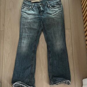 Stylish Distressed Blue Flare Jeans